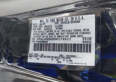 1997 Ford Mustang Gt from USA, damaged, VIN 1FALP45X0VF173517